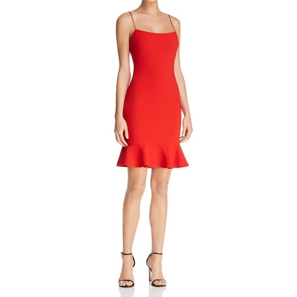 Revolve Likely Banks Flounced-Hem Slip Dress‎ red sz 6
